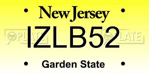 IZLB52 New Jersey License Plate