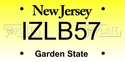 IZLB57 New Jersey License Plate
