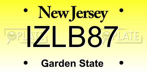 IZLB87 New Jersey License Plate