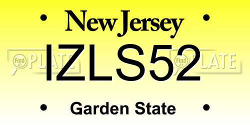 IZLS52 New Jersey License Plate