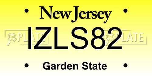 IZLS82 New Jersey License Plate