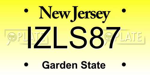 IZLS87 New Jersey License Plate