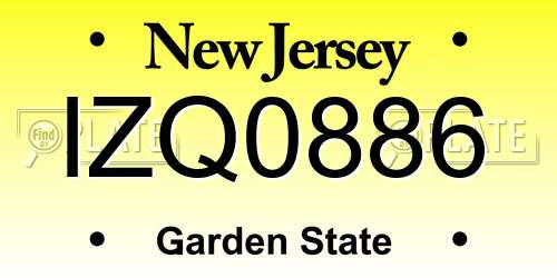 IZQ0886 New Jersey License Plate