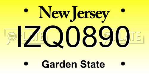 IZQ0890 New Jersey License Plate