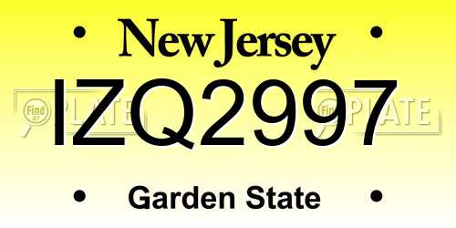 IZQ2997 New Jersey License Plate