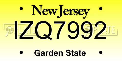 IZQ7992 New Jersey License Plate