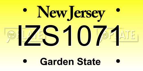 IZS1071 New Jersey License Plate