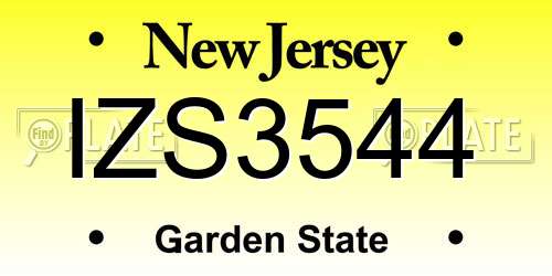 IZS3544 New Jersey License Plate