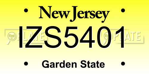 IZS5401 New Jersey License Plate