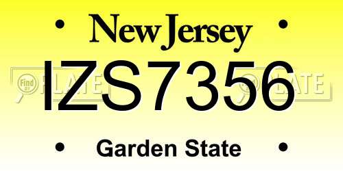 IZS7356 New Jersey License Plate