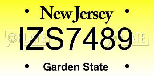 IZS7489 New Jersey License Plate