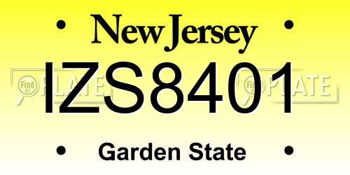 IZS8401 New Jersey License Plate