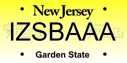 IZSBAAA New Jersey License Plate