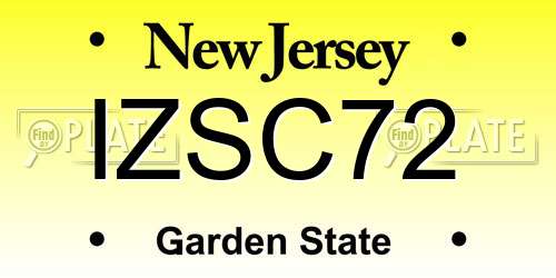 IZSC72 New Jersey License Plate