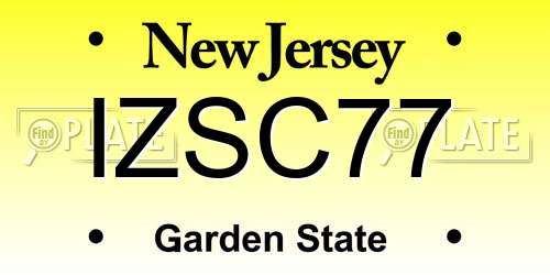 IZSC77 New Jersey License Plate