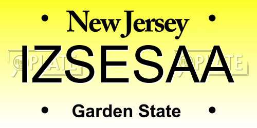 IZSESAA New Jersey License Plate