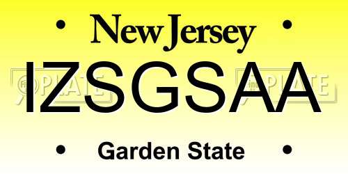 IZSGSAA New Jersey License Plate
