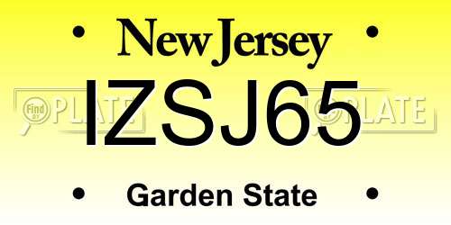 IZSJ65 New Jersey License Plate
