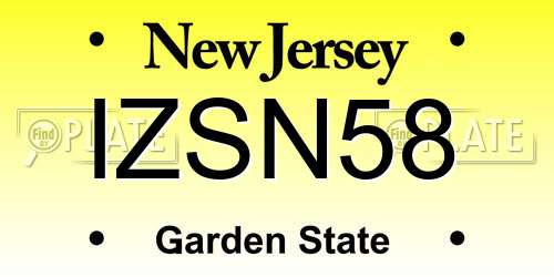 IZSN58 New Jersey License Plate