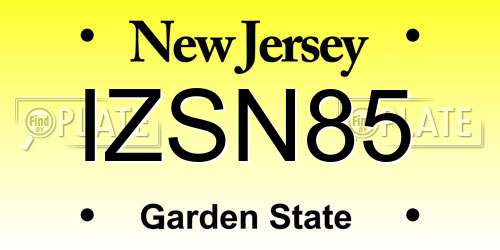 IZSN85 New Jersey License Plate