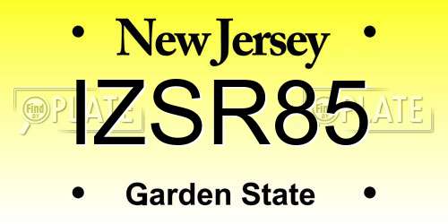 IZSR85 New Jersey License Plate