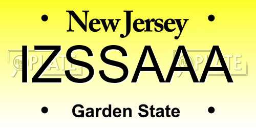 IZSSAAA New Jersey License Plate