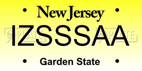 IZSSSAA New Jersey License Plate