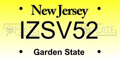 IZSV52 New Jersey License Plate