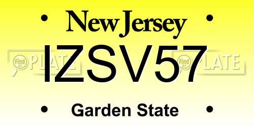IZSV57 New Jersey License Plate
