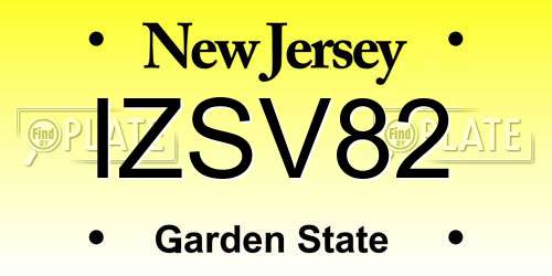 IZSV82 New Jersey License Plate
