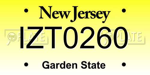IZT0260 New Jersey License Plate
