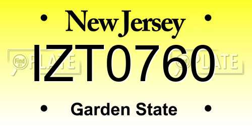IZT0760 New Jersey License Plate