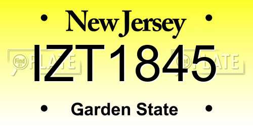 IZT1845 New Jersey License Plate