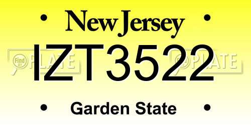 IZT3522 New Jersey License Plate
