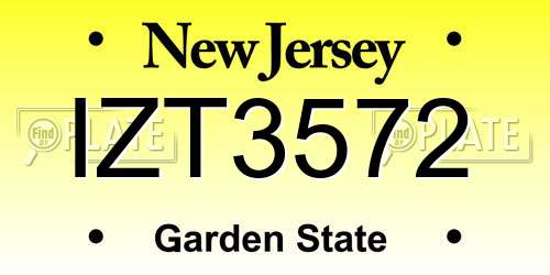 IZT3572 New Jersey License Plate