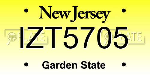 IZT5705 New Jersey License Plate
