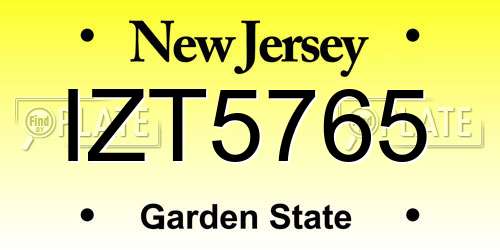IZT5765 New Jersey License Plate