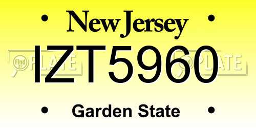 IZT5960 New Jersey License Plate