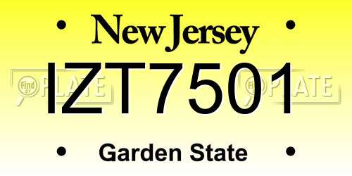 IZT7501 New Jersey License Plate