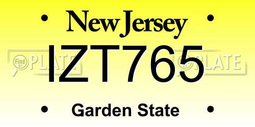 IZT765 New Jersey License Plate