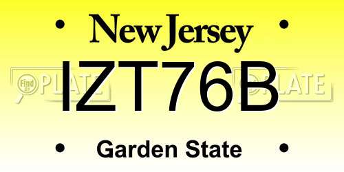 IZT76B New Jersey License Plate