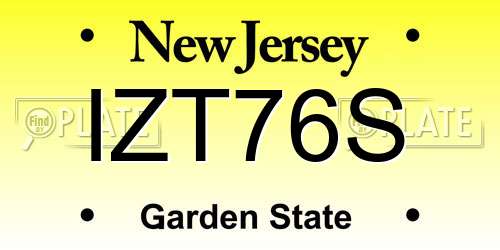 IZT76S New Jersey License Plate