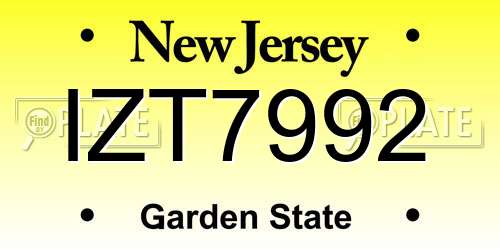 IZT7992 New Jersey License Plate