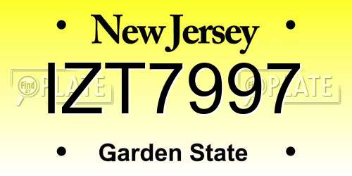 IZT7997 New Jersey License Plate