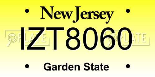 IZT8060 New Jersey License Plate
