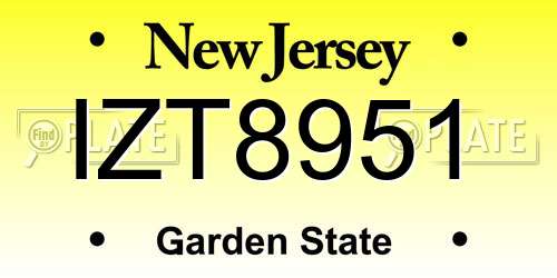 IZT8951 New Jersey License Plate