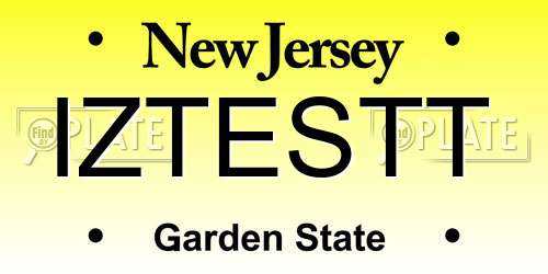IZTESTT New Jersey License Plate