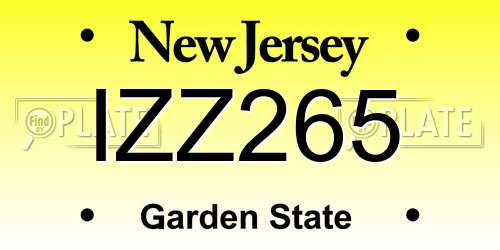 IZZ265 New Jersey License Plate