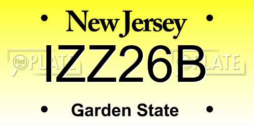 IZZ26B New Jersey License Plate