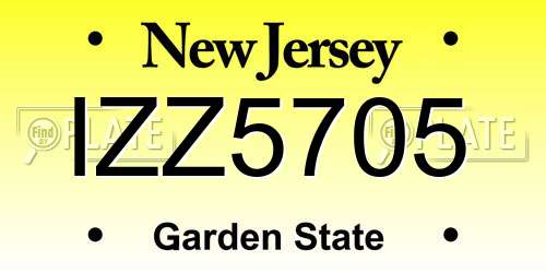 IZZ5705 New Jersey License Plate